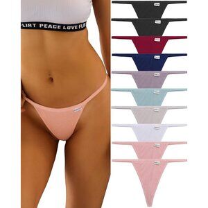 Cotton G-String Thongs 10 Pack Low Rise Hipster Underwear for Women S-XL